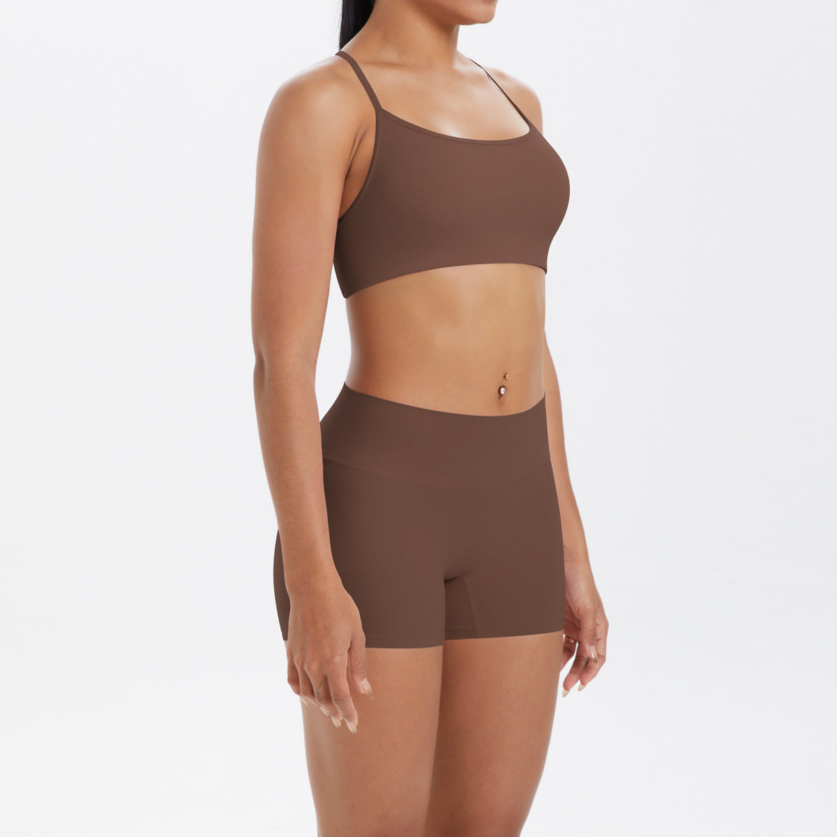 Yoga Wear Sexy Skin Friendly Beauty Back Sling Sports Bra High Waist Breathable Shorts Tights Fitness Set