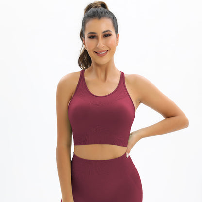 Breathable Yoga Vest Running Exercise Underwear Seamless Back Shaping Shockproof Push Up Sports Bra