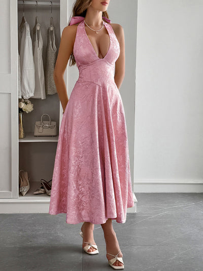 Elegant Elegant Halter Waist Maxi Dress Women Clothing Summer