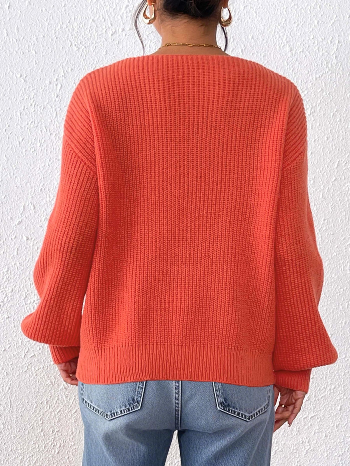 Lace Sequined Bow Tie V neck Patchwork Pullover Women Clothing Loose Lazy Long Sleeve Sweater