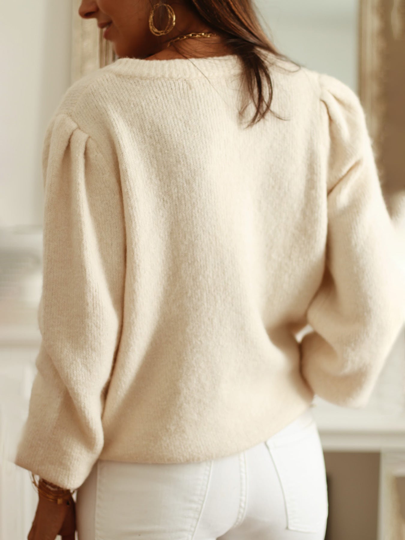 Women Autumn Winter Elegant Solid Color Knitted Cardigan Crocheted Hollow Out Cutout out Long Sleeve Single Breasted Sweater Coat