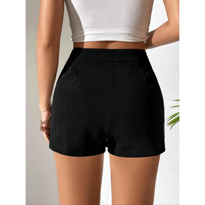 Solid Color Short Pantskirt Slim Fit Slimming Split Hem Short Shorts