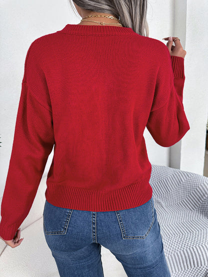 Autumn Winter Twist Love Long Sleeve Pullover Valentine Clothing