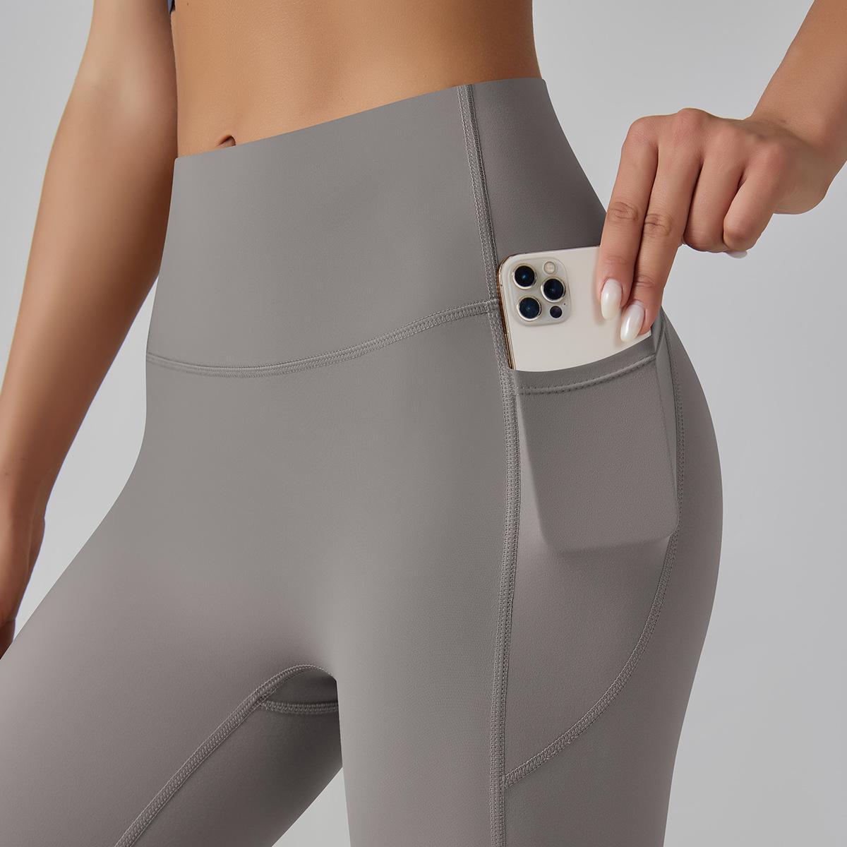 High-Strength Skinny Yoga Pants Composite High Waist Belly Contracting Sports Trousers High Elastic Ultra Thin Quick Drying Fitness Pants for Women