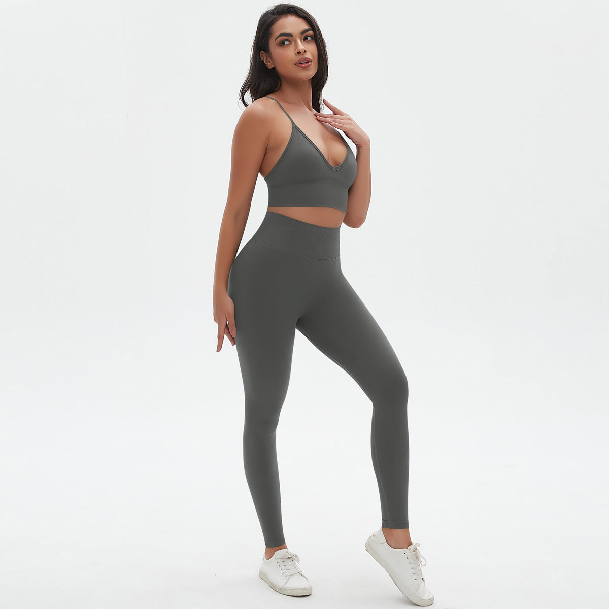 Knit Breathable Yoga Clothes Sexy Beauty Back Sports Bra High Waist Shaping Tights Fitness Suit