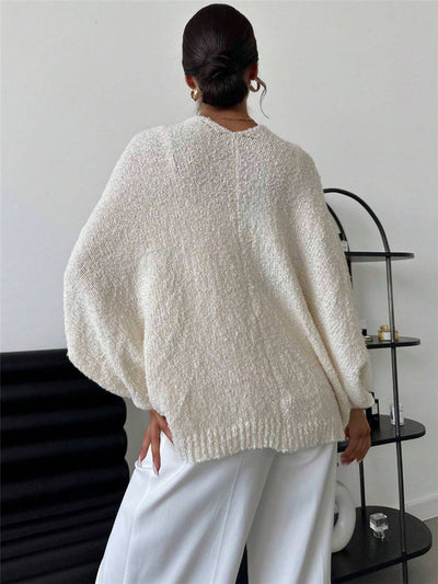 Cross Design Deep V Plunge neck Casual Loose Elegant Simple Sweater