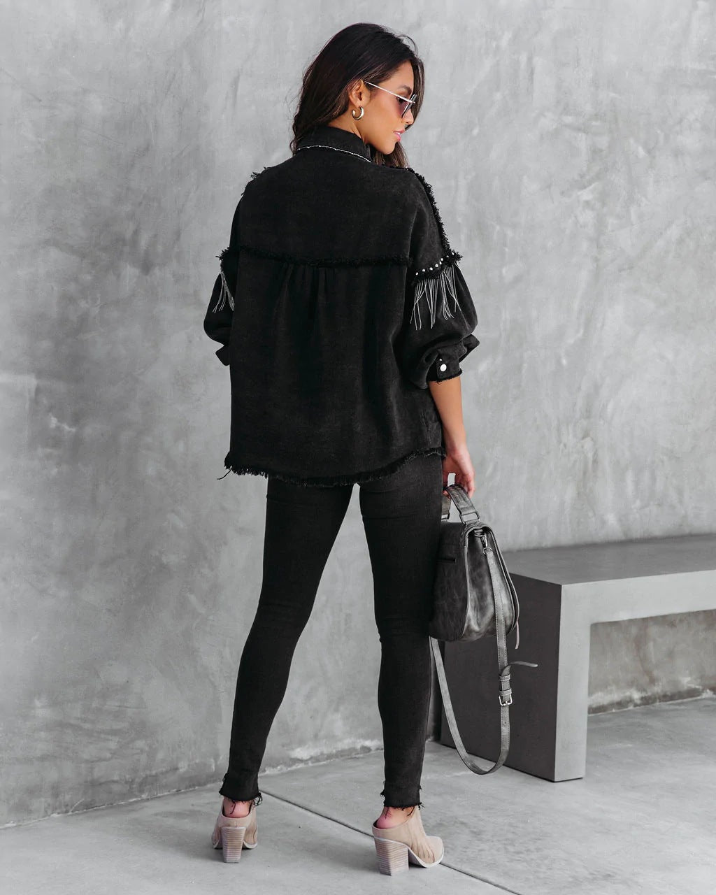 Heavy Industry Chain Rivet Street Single Breasted Coat