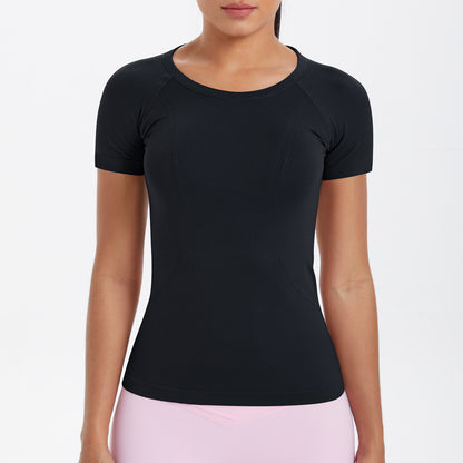 Women Short Sleeve round Neck Exercise T shirt Running Fitness Top Skin Friendly Slim Breathable Yoga Short Sleeve