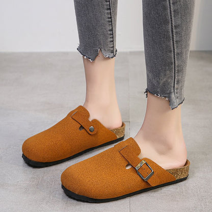 Flat Lazy Pump Slippers Women Outer Wear Frosted Personality Big Head Half Support Muller Shoes