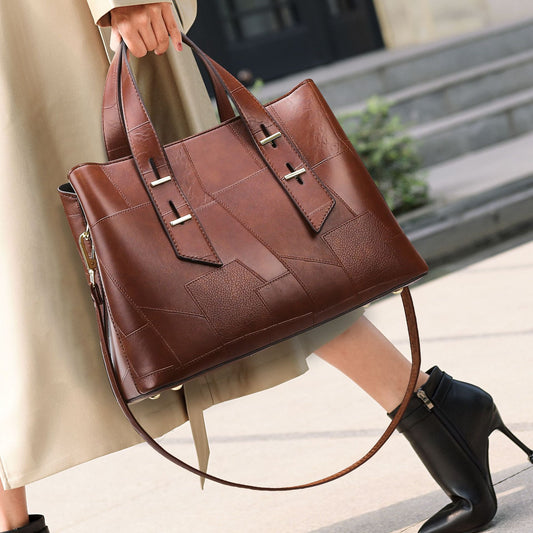 Handbag Patchwork Bag Women Special Interest Design High Grade Tote Bag Large Capacity Office Women Bag Crossbody