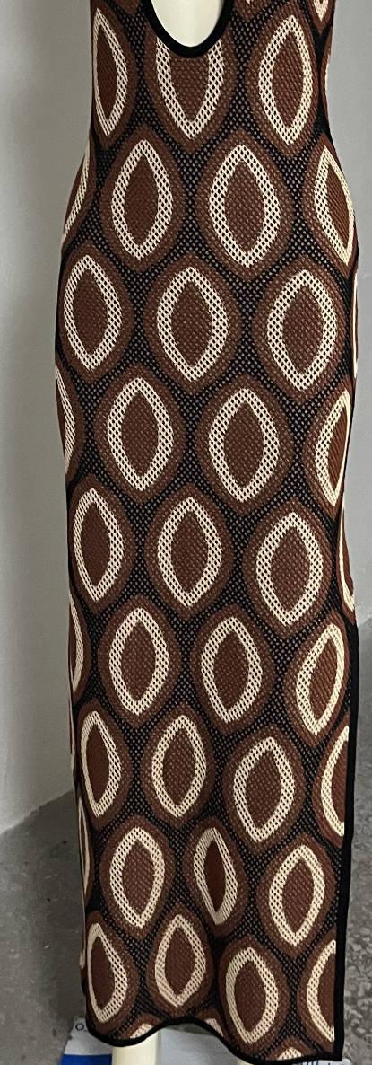 Brown Hollow Out Cutout out Split Dress Beach Halter Backless Beach Bohemian Dress Long Evening Dress Women