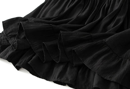 Lace Tiered Ruffle Skirt Women Spring Summer High Waist Drooping A line Pleated Umbrella Skirt Large Swing Dress