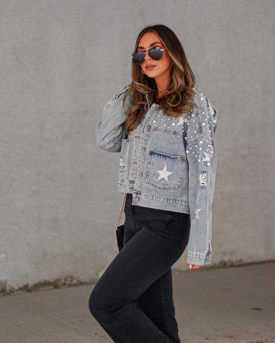 Heavy Industry Beads Women's Loose Denim Jacket