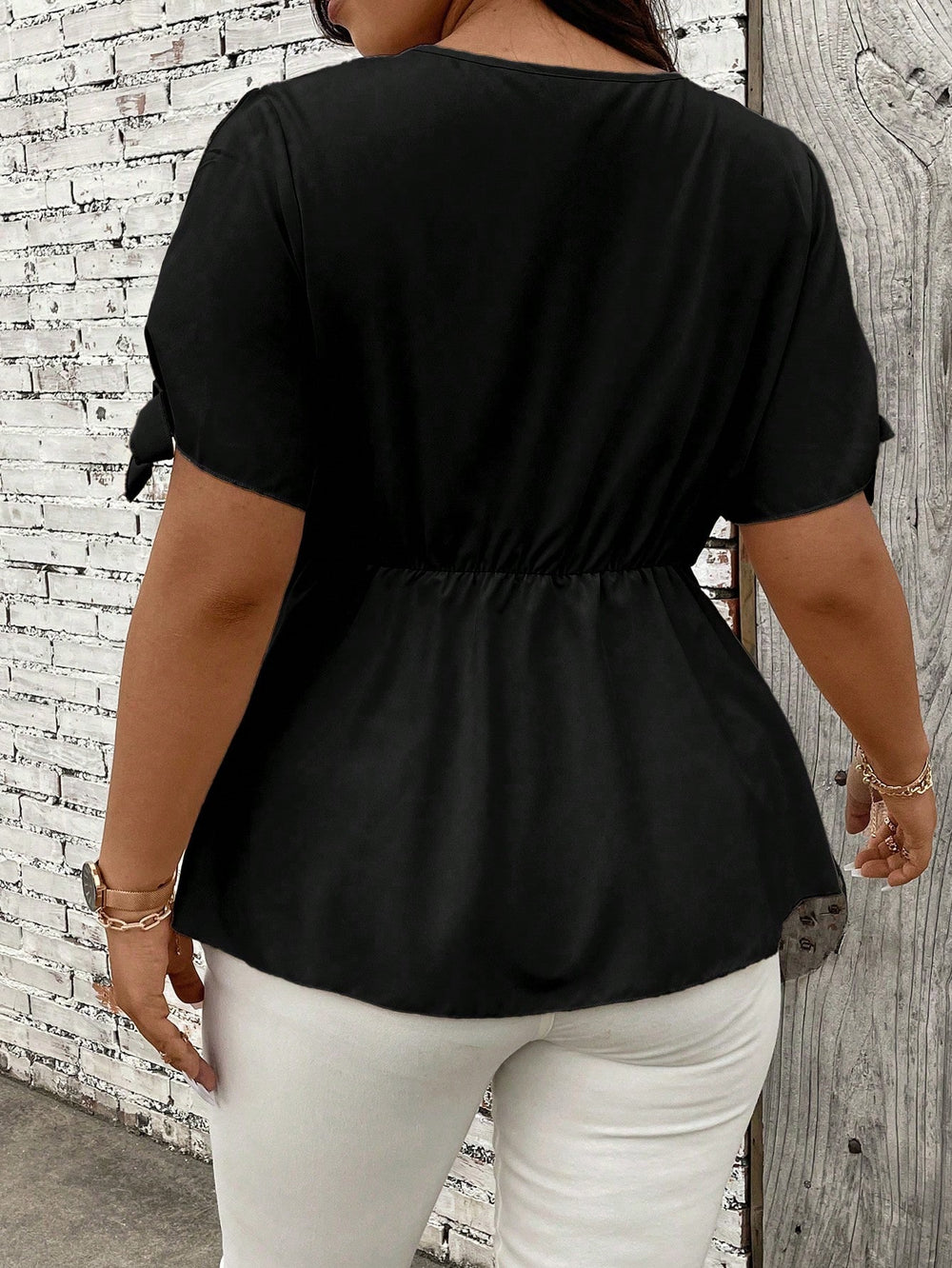 Summer Shein plus Size Women Simple Casual T shirt Waist Tight Slimming Sense Top - GLAMWEARS