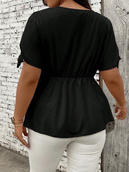 Summer Shein plus Size Women Simple Casual T shirt Waist Tight Slimming Sense Top