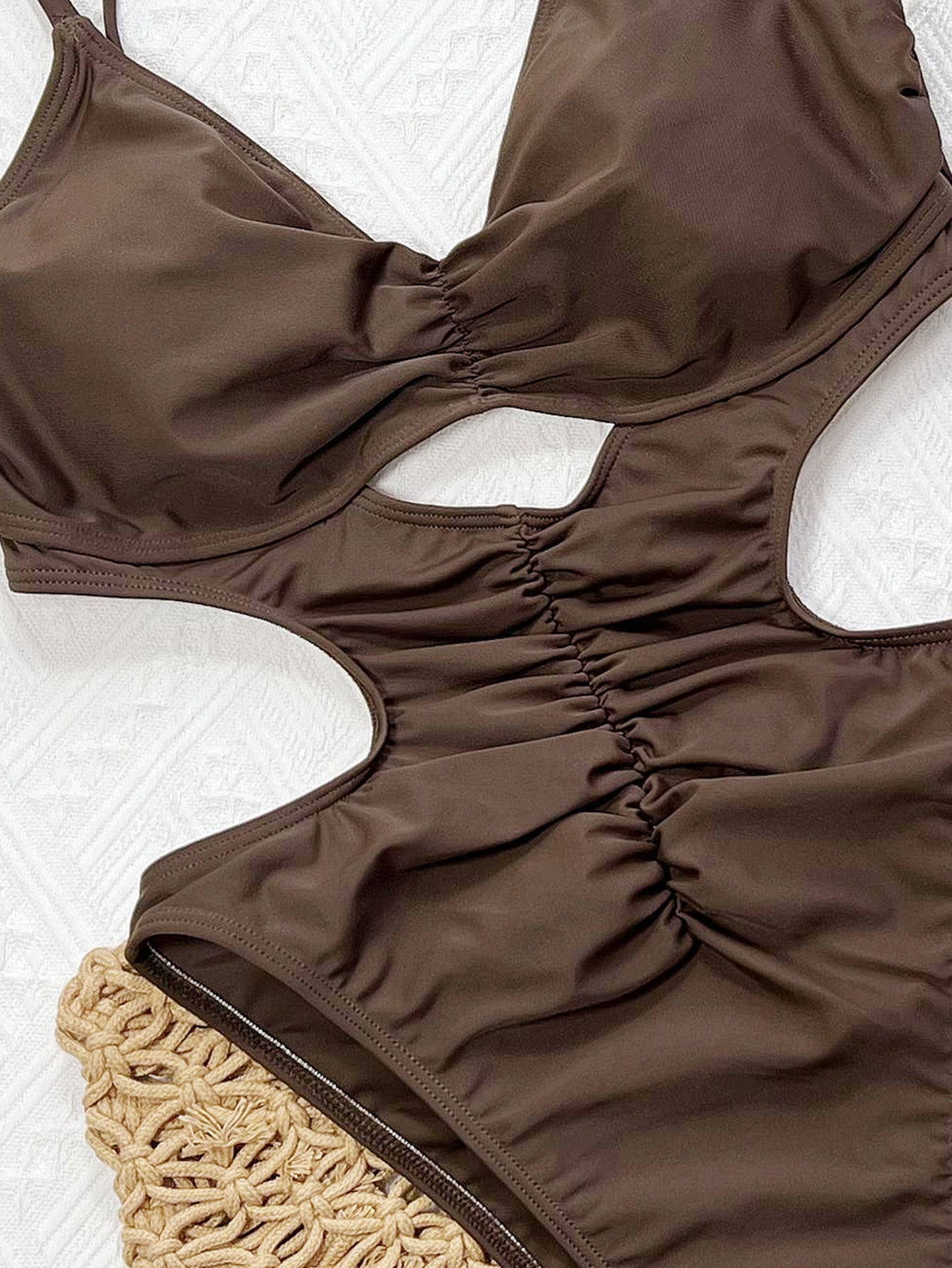 One Piece Swimsuit Women Solid Color Swimsuit Bikini