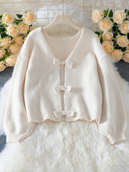 Autumn Winter Bow Tie Women Knitwear Sexy Backless Loose Sweater Top