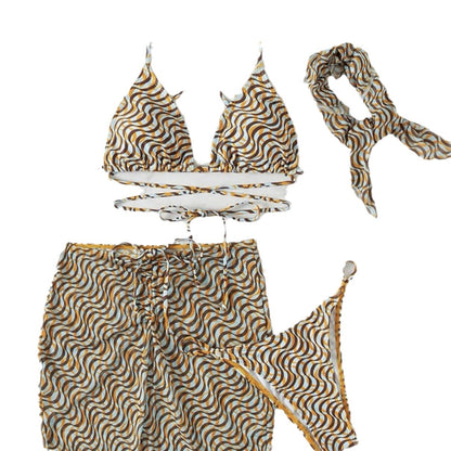 Drawstring Strap Sexy Three Piece Set Swimsuit Bikini Strap