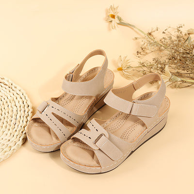 Southeast Asia plus Size Velcro Platform Sandals Women Hollow Out Cutout-out Wedge Stitching Beach Slippers