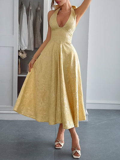 Elegant Elegant Halter Waist Maxi Dress Women Clothing Summer