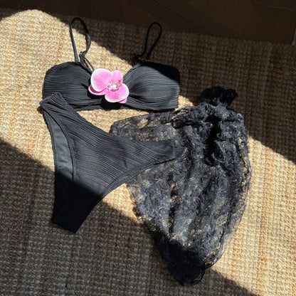 Black Bikini Three-Piece Set