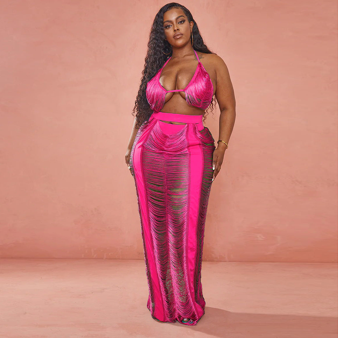 Sexy Women Clothing Hollowed-out plus Size Beachwear Women Skirt Set