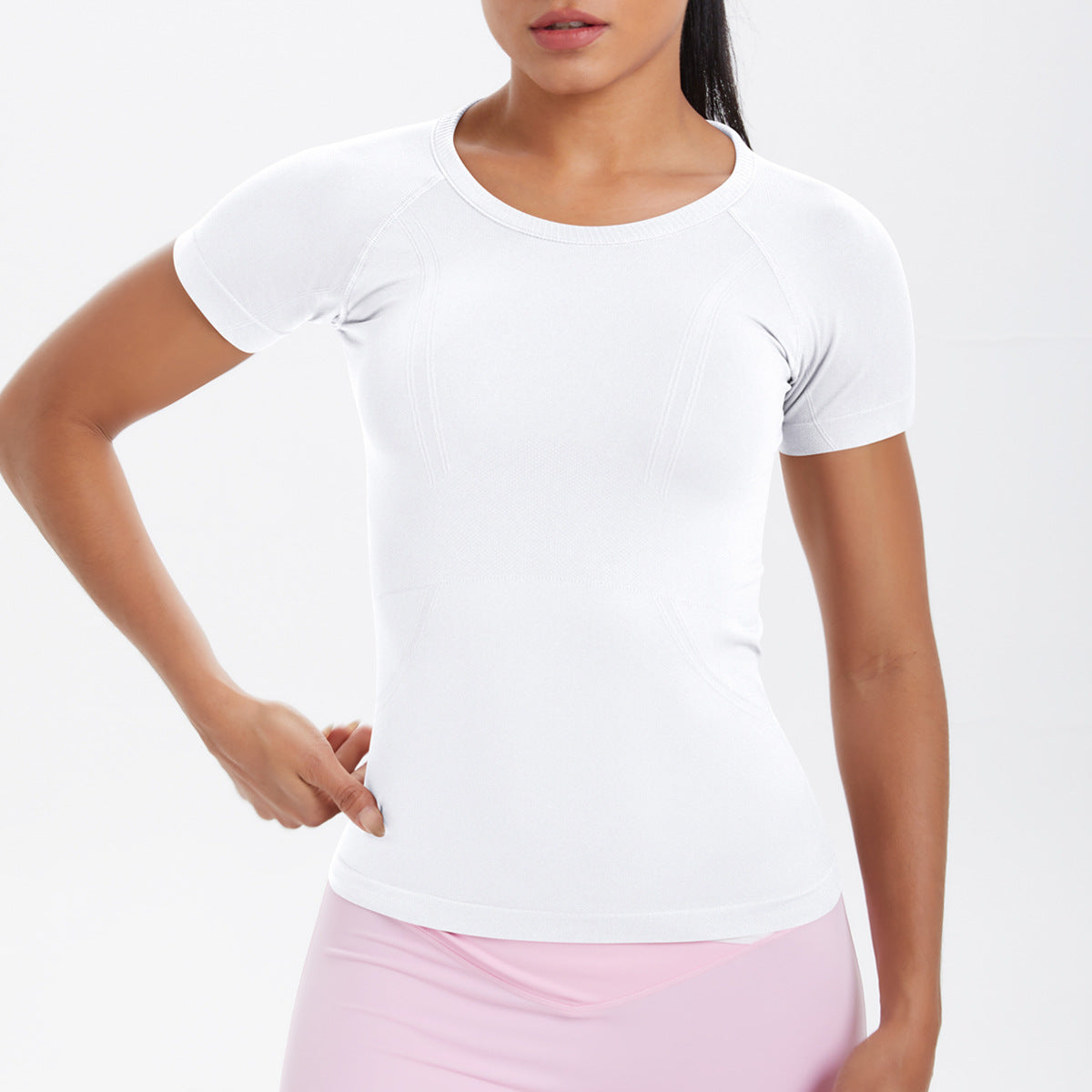 Women Short Sleeve round Neck Exercise T shirt Running Fitness Top Skin Friendly Slim Breathable Yoga Short Sleeve