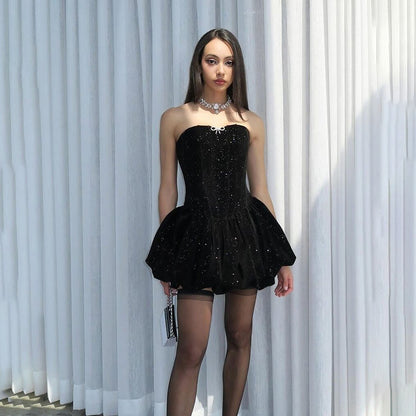 Autumn Winter Women Clothing Sexy off Neck Strapless Dress Elegant Backless Waist Dress