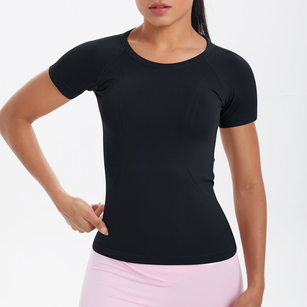 Women Short Sleeve round Neck Exercise T shirt Running Fitness Top Skin Friendly Slim Breathable Yoga Short Sleeve