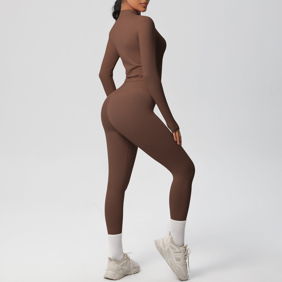 Skinny Yoga Pants High Waist Nude Feel Sports Zip Long Sleeve Coat Workout Clothes Hip Lifting Yoga Set