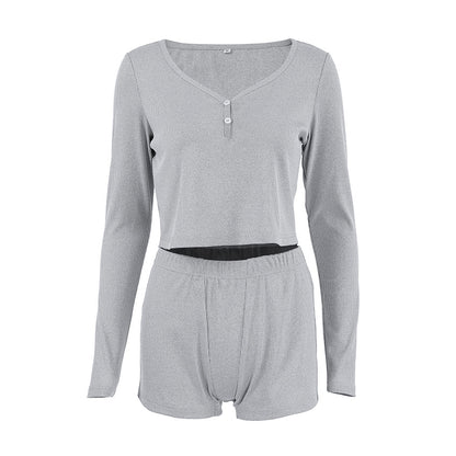 Comfort Slim Fit Breathable Home Wear Women Knitted Long Sleeve Shorts Pajamas Can Be Worn outside