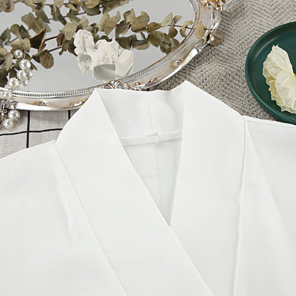 Summer Chiffon Long Sleeved Sexy Underwear Slit Shorts Three Piece Pajamas Cool Feeling Home Wear