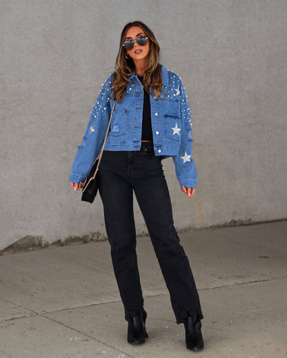 Heavy Industry Beads Women's Loose Denim Jacket