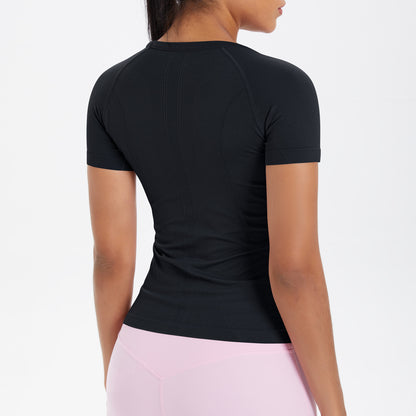 Women Short Sleeve round Neck Exercise T shirt Running Fitness Top Skin Friendly Slim Breathable Yoga Short Sleeve