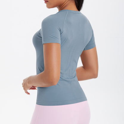 Women Short Sleeve round Neck Exercise T shirt Running Fitness Top Skin Friendly Slim Breathable Yoga Short Sleeve