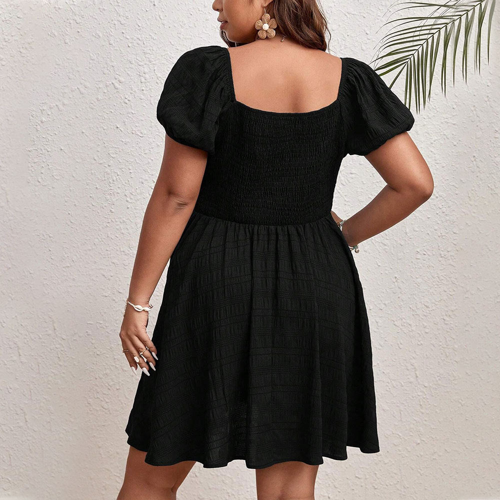 Plus Size Women Clothes Summer Elegant Intellectual Dress Waist Slimming