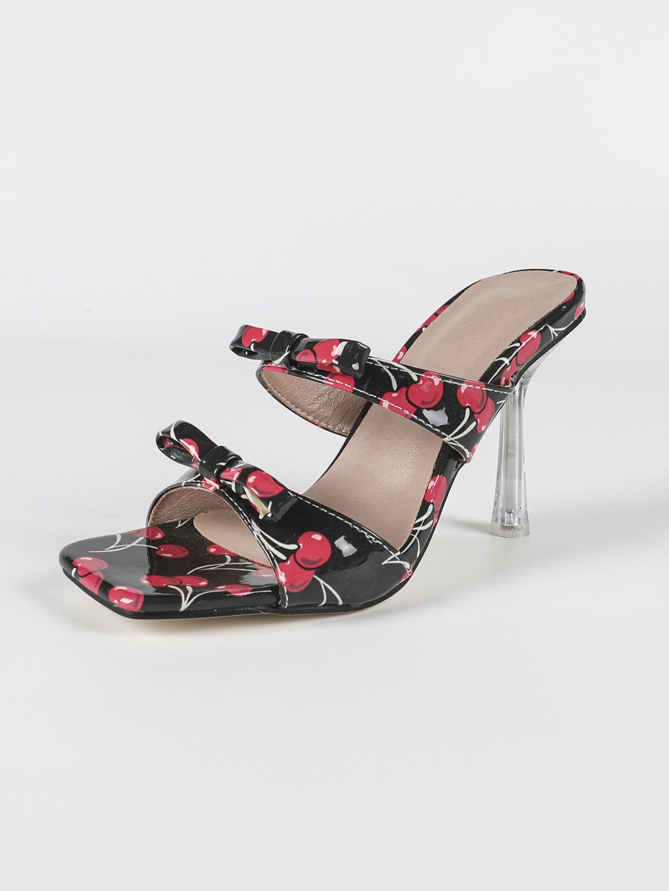 Summer Sandals Women All Match Word with Chunky Heel Crystal Transparent High Heel Shoes Women