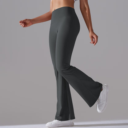 Classic Solid Color Bell Bottom Pants Yoga Pants Women Slim Fit Hip High Waist Elastic Training Wide Leg Pants Fitness Pants