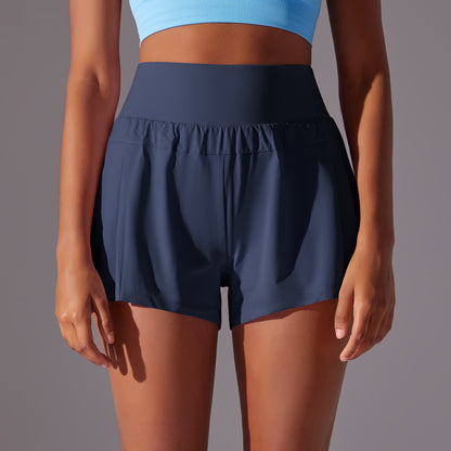 Cool Feeling Tennis Pants Waist Tight Slimming Leggings Running Fitness Pants Solid Color Skin Friendly Sports Yoga Shorts for Women