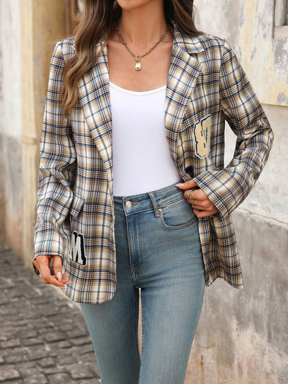 Autumn Winter School Season College Blazers Plaid Jacket Women
