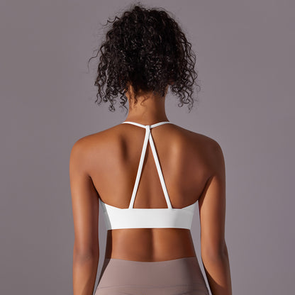 Nude Feel Halter Yoga Bra Women Triangle Beauty Back Exercise Vest Push up Sports Bra Yoga Clothing Top