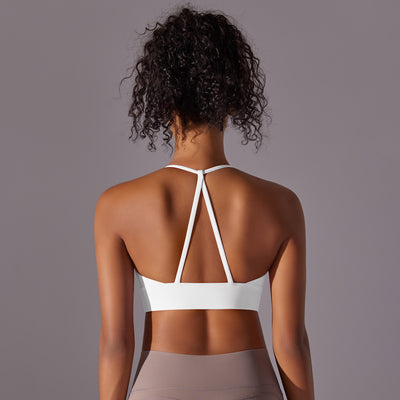 Nude Feel Halter Yoga Bra Women Triangle Beauty Back Exercise Vest Push up Sports Bra Yoga Clothing Top
