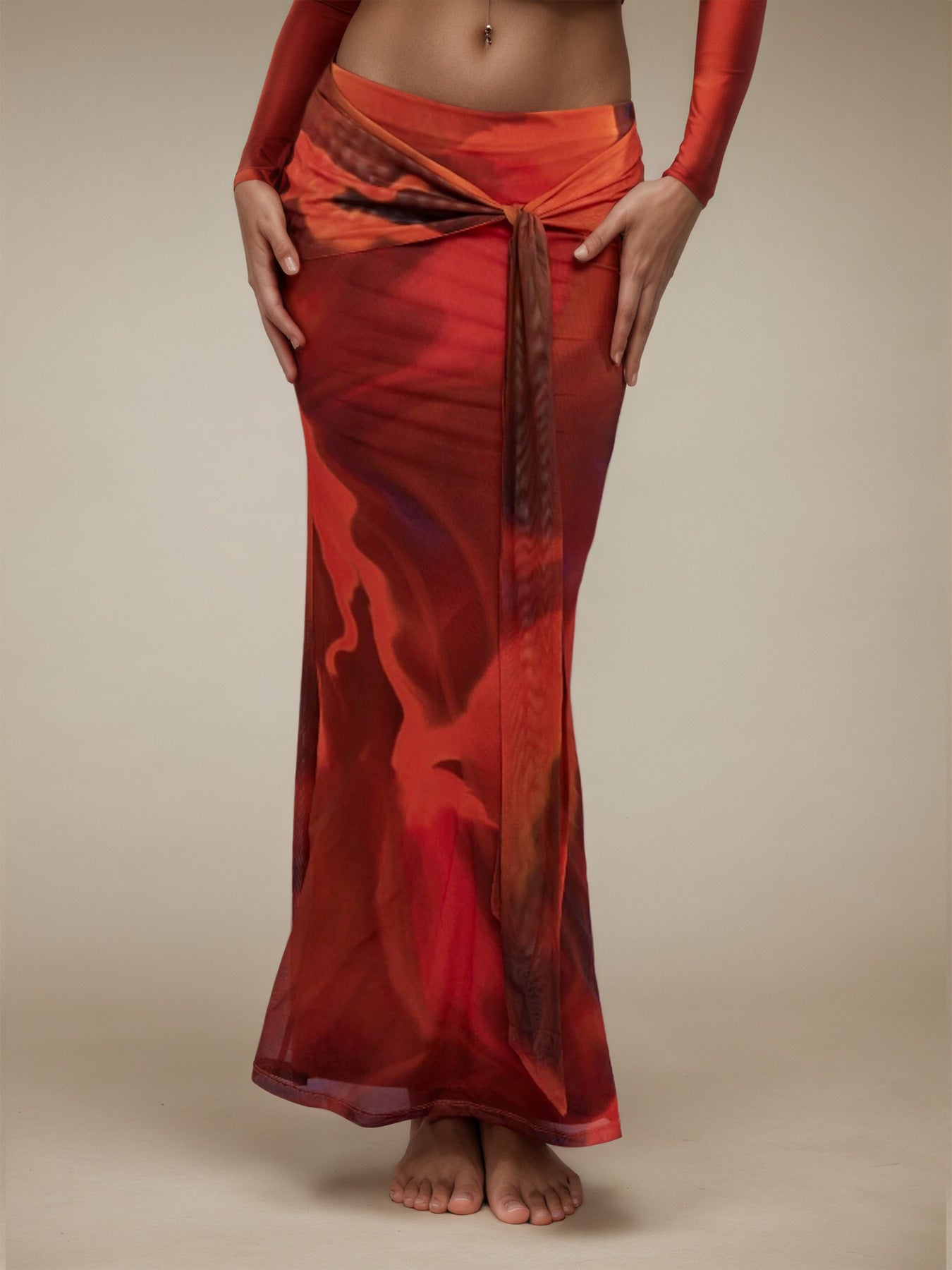 Summer Elegant Skirt Sexy Sexy Retro Printing Slim Fit Maxi Dress