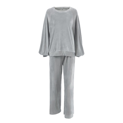 Autumn Winter Long Sleeved Trousers Comfortable Pajamas Women Warm Loose Outerwear Homewear