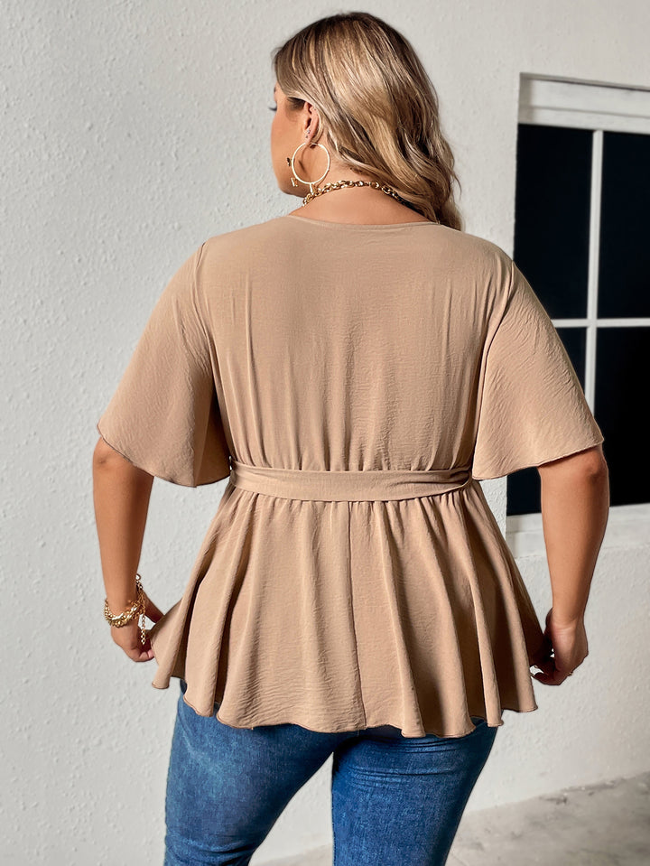 Plus Size Popular Summer V neck Slimming Casual Women Top