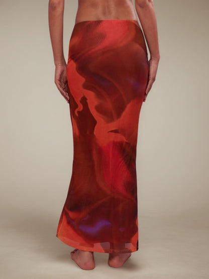 Summer Elegant Skirt Sexy Sexy Retro Printing Slim Fit Maxi Dress