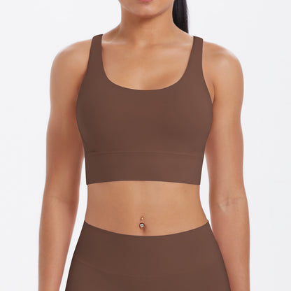 Nude Feel Solid Color Sports Underwear Push up Sexy Double Shoulder Strap Beauty Back Yoga Bra Running Workout Vest Women