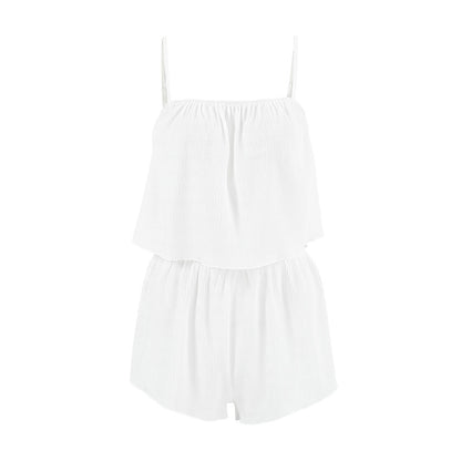 Thin Summer Pajamas Women Suspender Shorts Two Piece Set Sexy Stretch Soft Home Wear