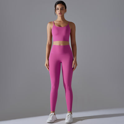 Nude Feel Skin Friendly Vest Yoga Clothes High Strength Workout Clothes Pilates Running Sports Sling Top Set
