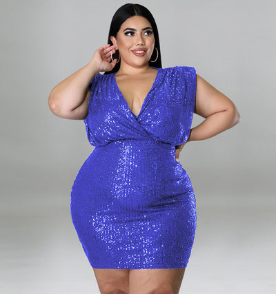 Plus Size Women Clothes Spring Sequin Sexy Vest Dress